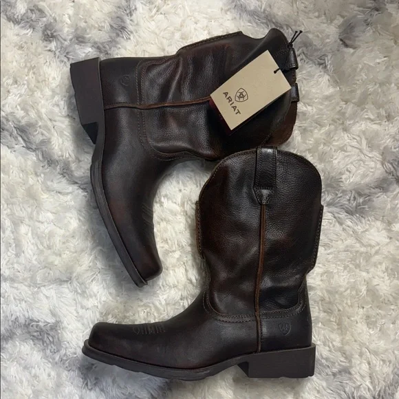 Ariat Dark Brown Leather Cowboy Boots - Picture 1 of 9